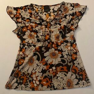 j. t. b. Women’s Small Floral Blouse With Flutter Sleeves